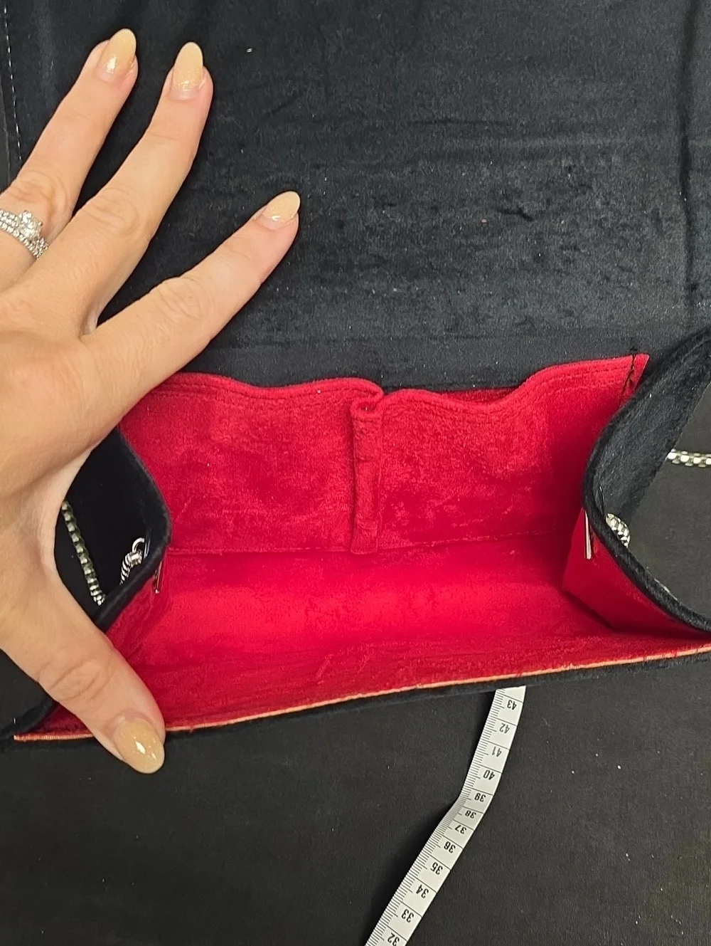 Black Soraya Velvet Classic Clutch – Onyx Stone & Sermeh Embroidery